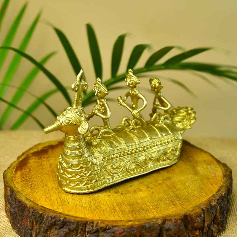Brass Dhokra Art Boat Tabletop Showpiece