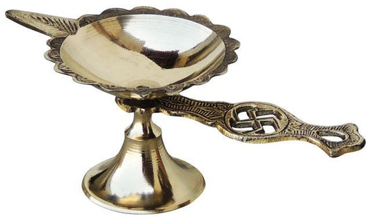 Brass Diya Swastic Deepak Diwali Dia Table Oil Lamp - ArtyCraftz.com