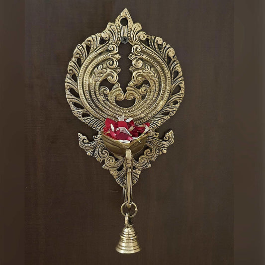 Brass Diya Wall Hanging Bell Oil Lamp - ArtyCraftz.com