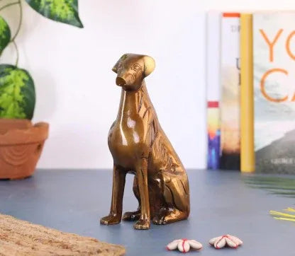 Brass Dog Statue Vastu and Feng Shui for Wealth and Good Luck 7.5 Inch - ArtyCraftz.com
