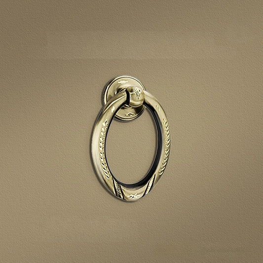 Brass Dome Door Small Oval Ring Puller Matt Diamond Cut Finish - ArtyCraftz.com