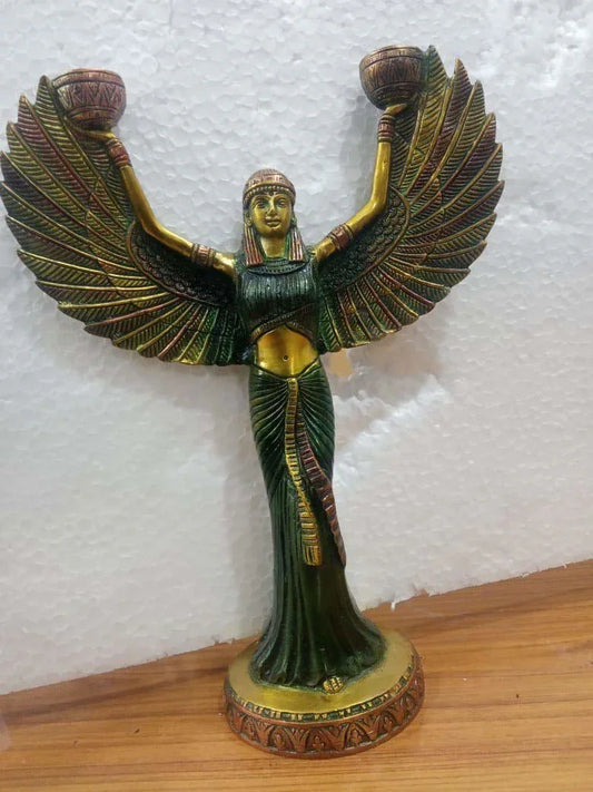 Brass Eagle Lady with Candle for Home Decor Multicolour Height 12 Inch - ArtyCraftz.com