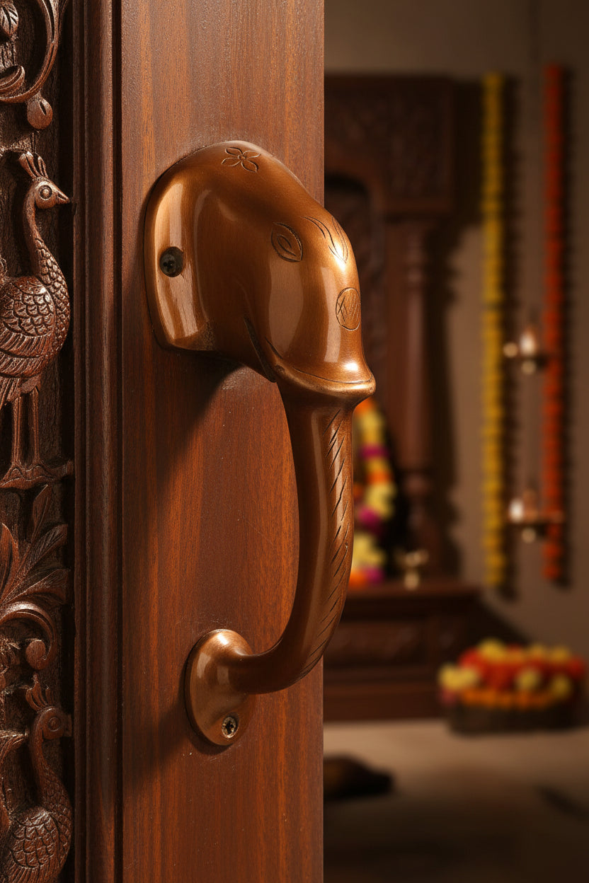 Brass Elephant Door Handle Antique Finish Decorative Pull Handle-ArtyCraftz.com