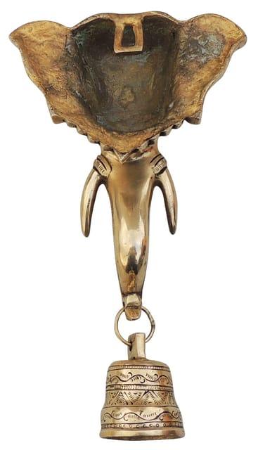 Brass Elephant Statue Wall Hanging with Bell-ArtyCraftz.com