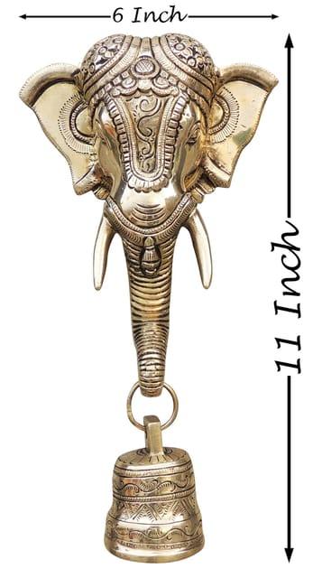 Brass Elephant Statue Wall Hanging with Bell-ArtyCraftz.com
