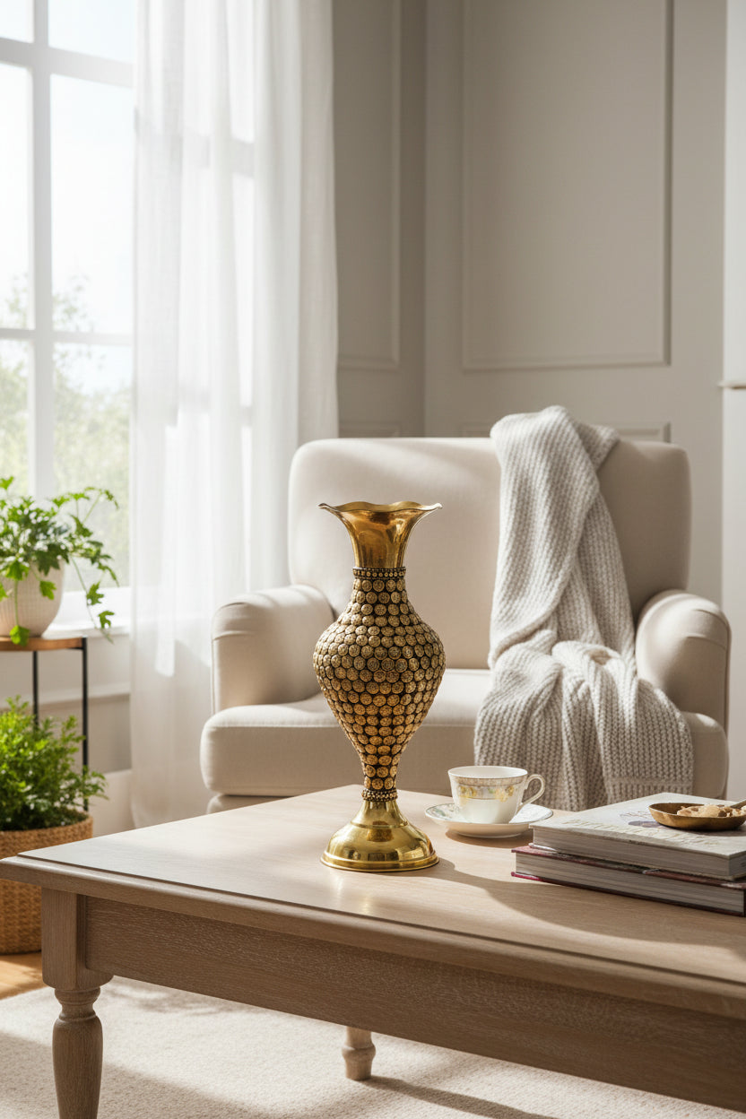Brass Embossed Decorative Flower Vase-ArtyCraftz.com