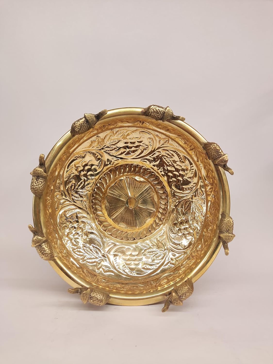 Brass Engraved Bowl with Elephant Motifs Urli-ArtyCraftz.com