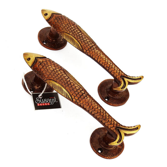 Brass Fish Door Handle (Set of 2 Piece) - ArtyCraftz.com