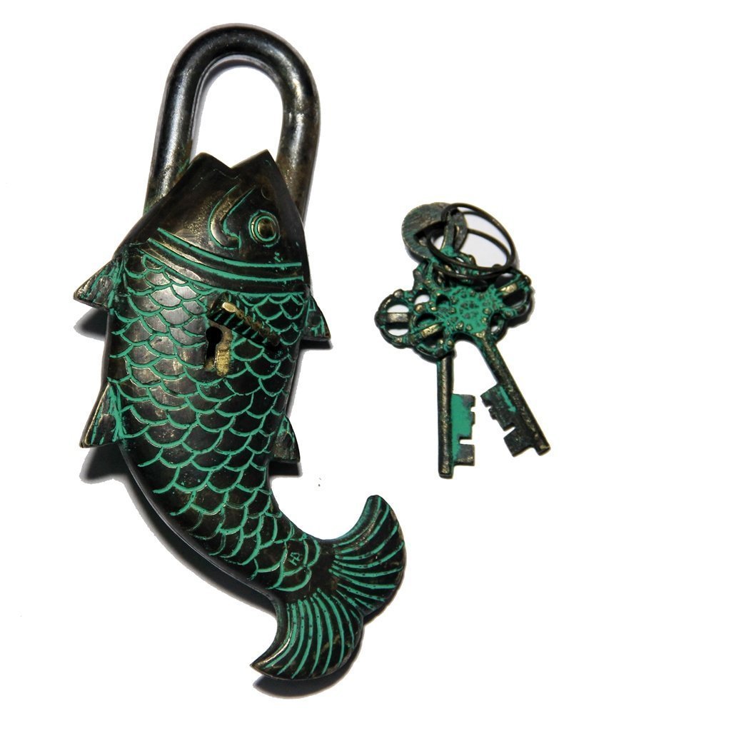 Brass Fish Shape Pad Lock-ArtyCraftz.com