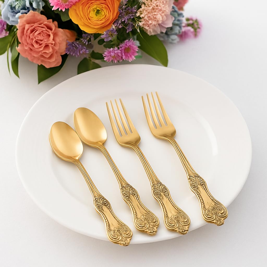 Brass Floral Embossed Spoons and Forks-ArtyCraftz.com