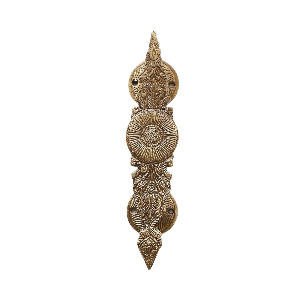 Brass Flower Engraved Door Handle Set of 2  Decorative Door Hardware-artycraftz.com