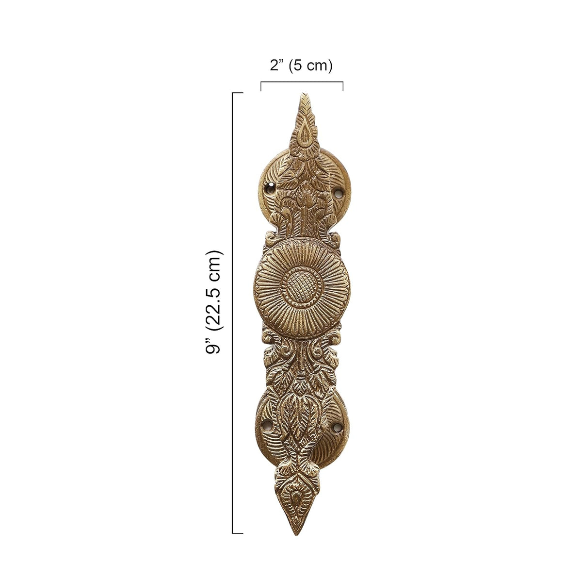 Brass Flower Engraved Door Handle Set of 2  Decorative Door Hardware-artycraftz.com