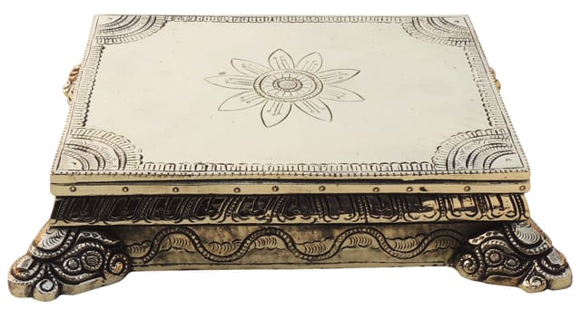 Brass Flower embossed Chowki-ArtyCraftz.com