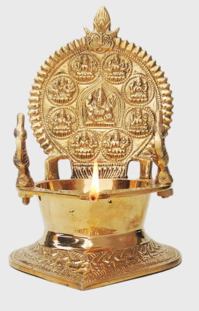 Brass Ganesh with Asta Lakshmi Kamakshi Lamp