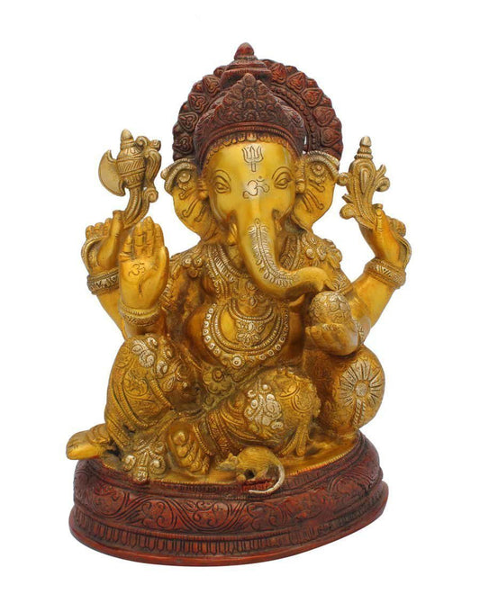 Brass Ganesha Ganesh Murti Idol Statue Statue Idol Height 12 inches - ArtyCraftz.com