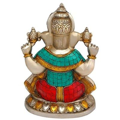 Brass Ganesha Lakshmi Inlay Work Statue