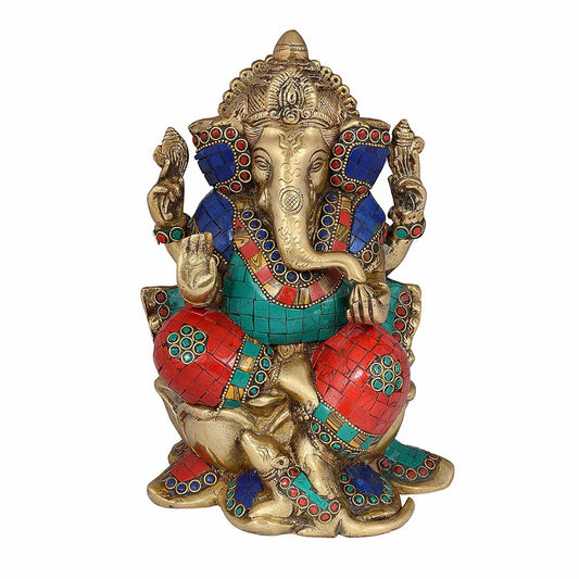 Brass Ganesha Statue Home Decor Gifting 10 Inches Height - ArtyCraftz.com