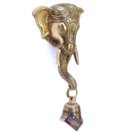 Brass Ganesha Wall Hanging with Bell - ArtyCraftz.com