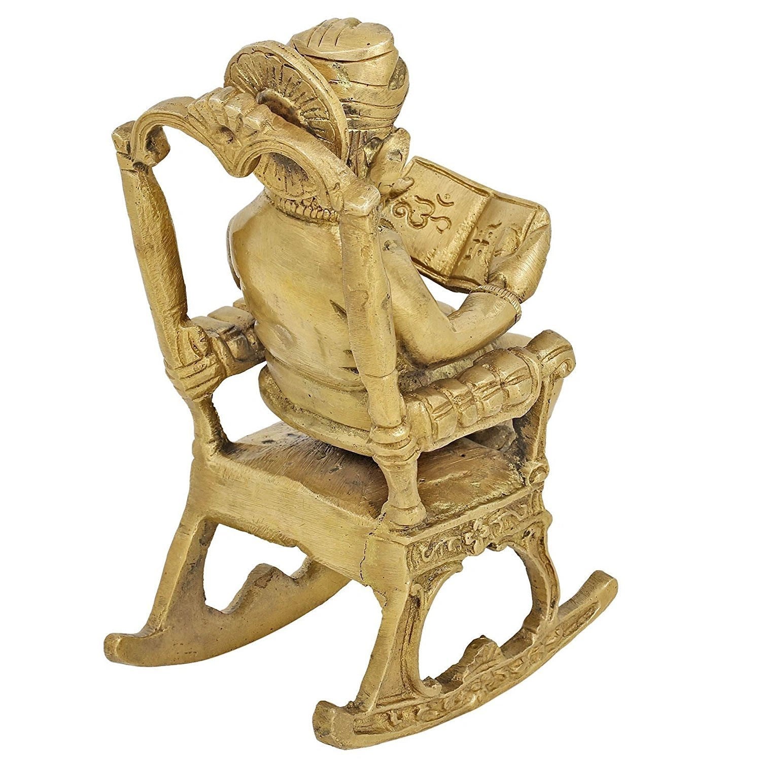 Brass Ganesha on Rocking Chair Showpiece - ArtyCraftz.com