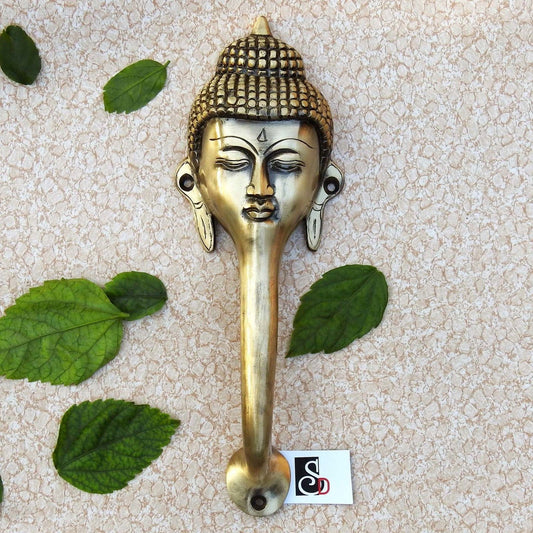 Brass Gautam Buddha Head Door Handle - ArtyCraftz.com