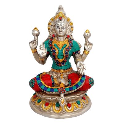 Brass Goddess Lakshmi Inlay Work 9 Inches Statue