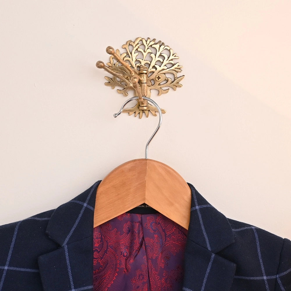 Brass Golden Decorative Tree Tri-Arm Hook-ArtyCraftz.com