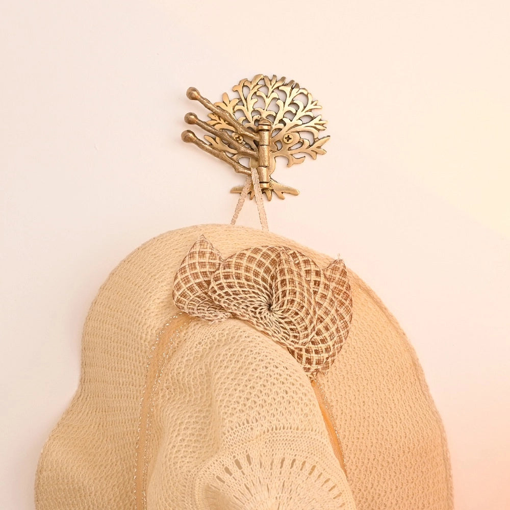 Brass Golden Decorative Tree Tri-Arm Hook-ArtyCraftz.com