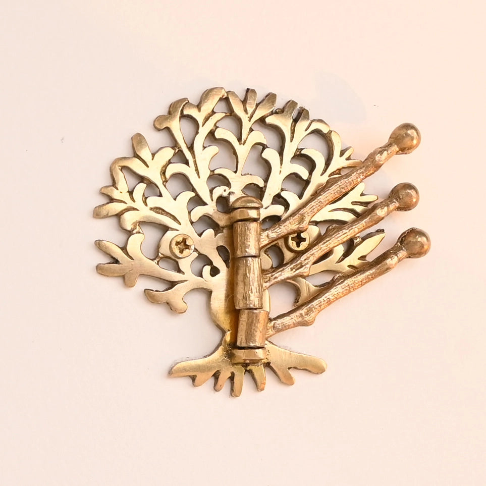 Brass Golden Decorative Tree Tri-Arm Hook-ArtyCraftz.com