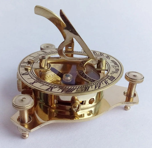 Brass Sundial Compass Clock with Precision Dial