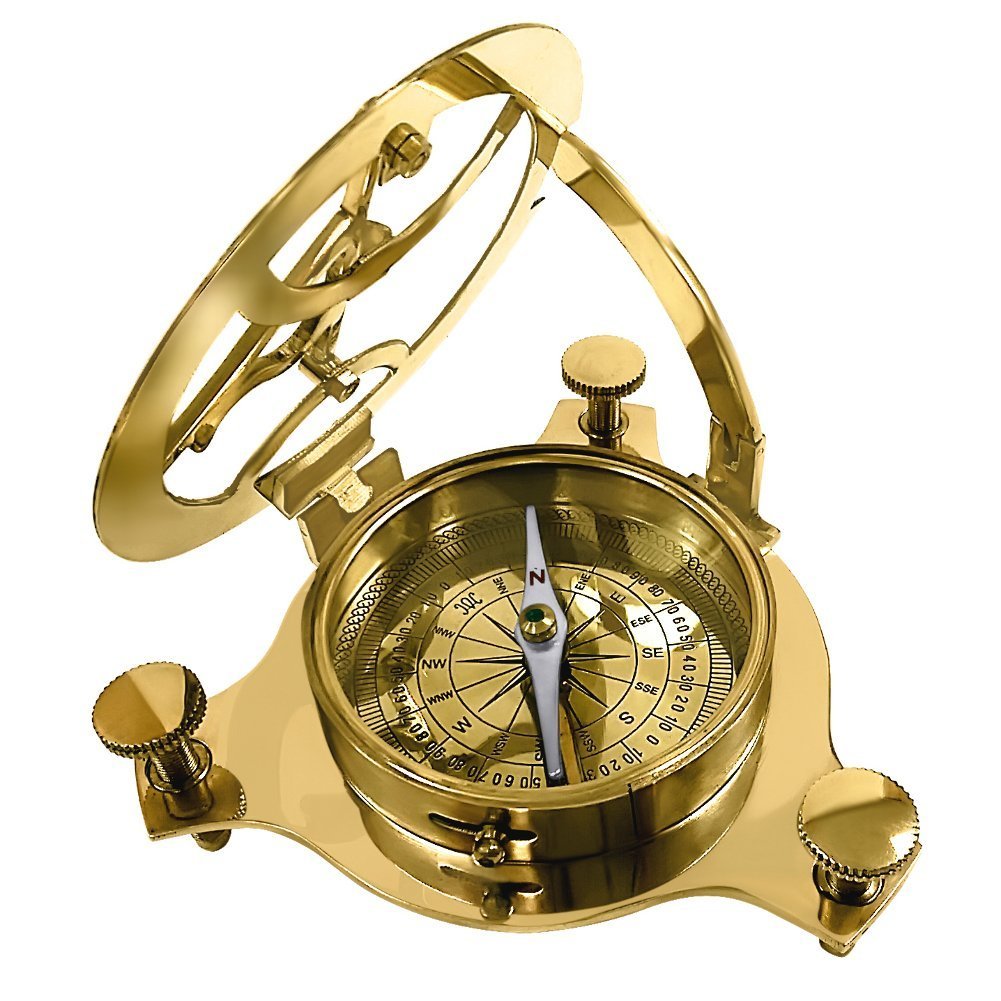 Brass Golden Sundial Compass Clock