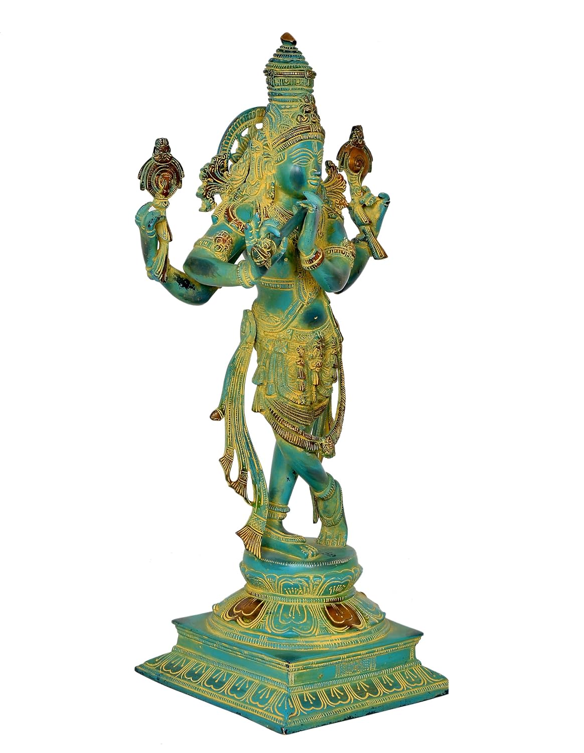 Brass Green Krishna Statue 21 Inch-ArtyCraftz.com