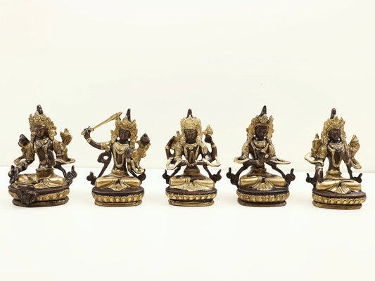 Brass Green Tara, Manjushri, Chenrezig, Vajradhara White Tara