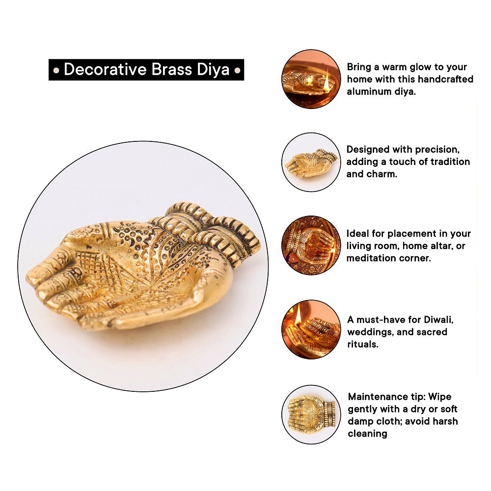 Brass Hand Shaped Oil Lamp -ArtyCraftz.com