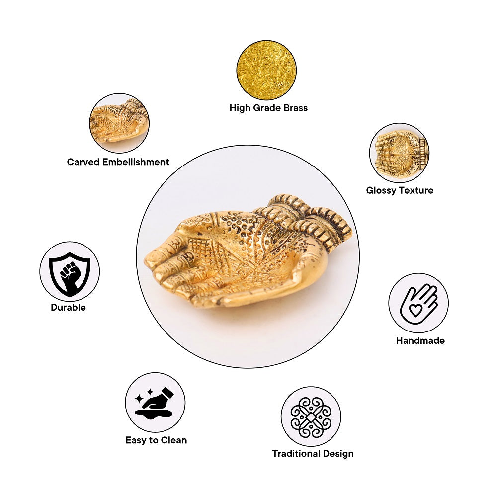 Brass Hand Shaped Oil Lamp-ArtyCraftz.com