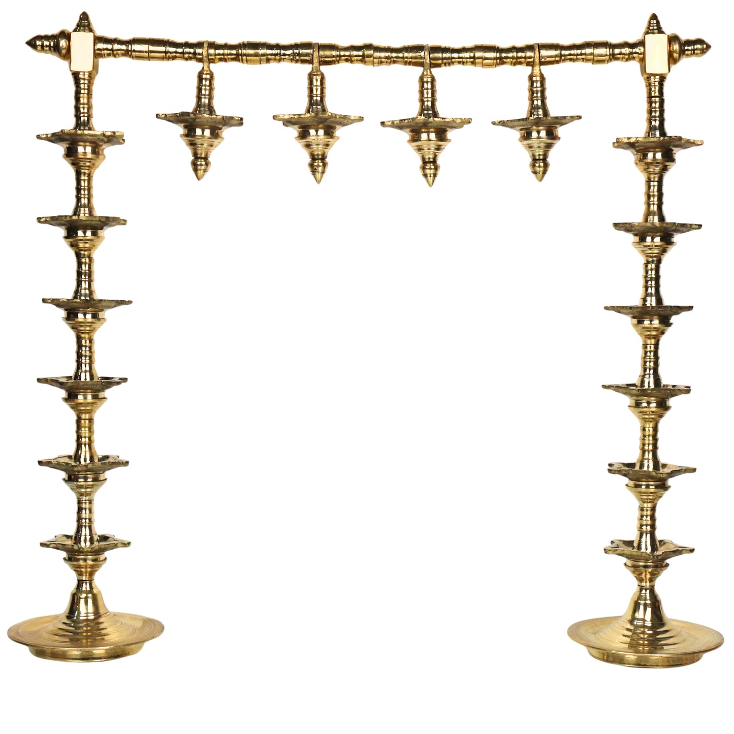 Brass Hanging Diya Set Traditional Deepam Toran Oil Lamp Decor Saravelakku-ArtyCraftz.com