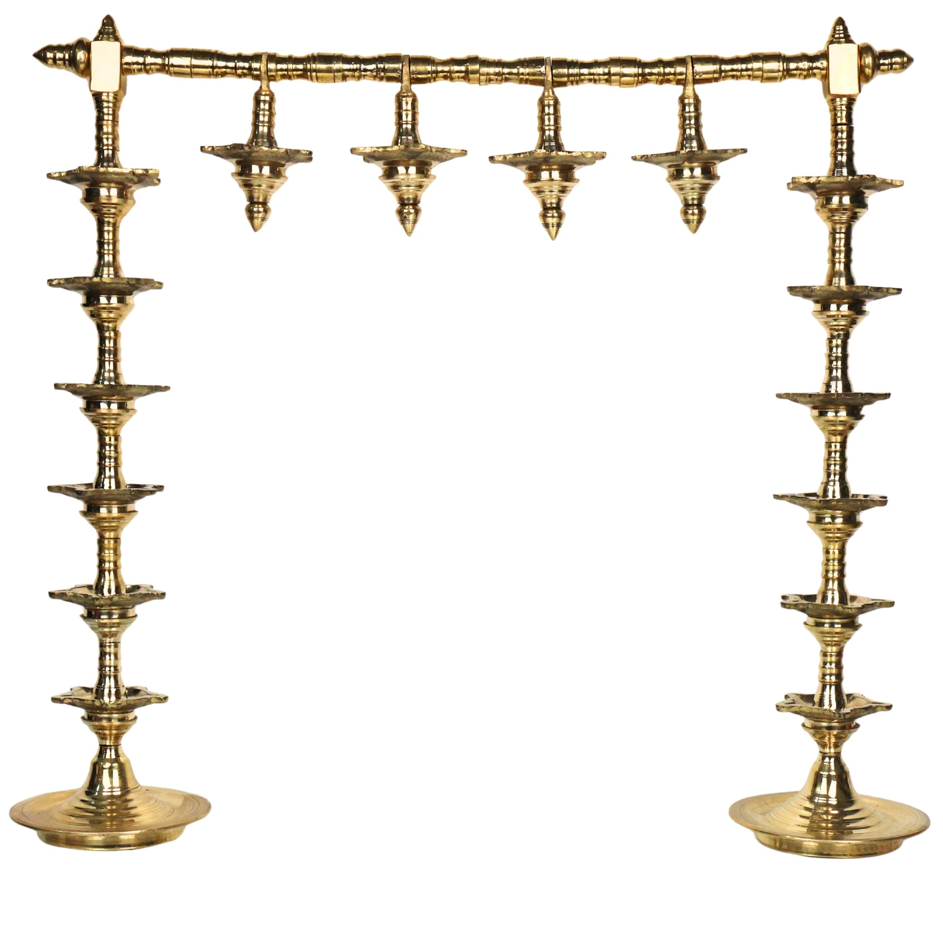 Brass Hanging Diya Set Traditional Deepam Toran Oil Lamp Decor Saravelakku-ArtyCraftz.com