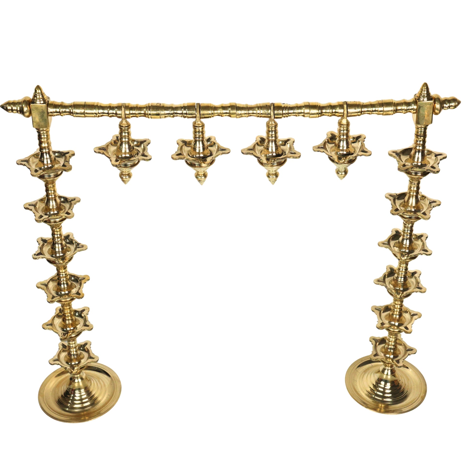Brass Hanging Diya Set Traditional Deepam Toran Oil Lamp Decor Saravelakku-ArtyCraftz.com
