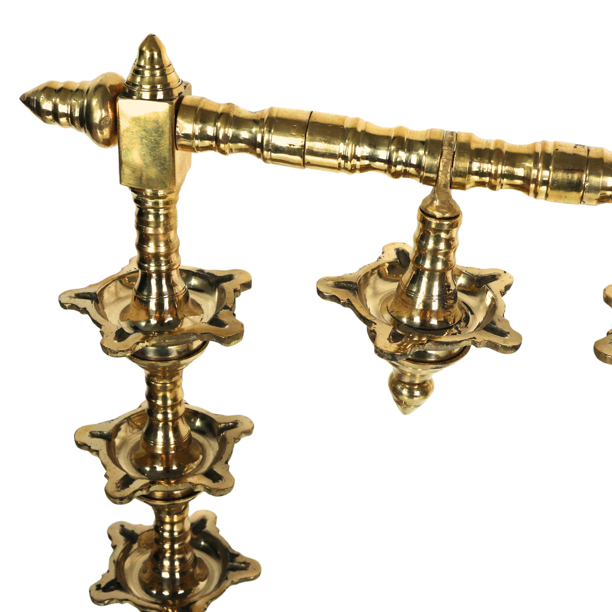 Brass Hanging Diya Set Traditional Deepam Toran Oil Lamp Decor Saravelakku-ArtyCraftz.com