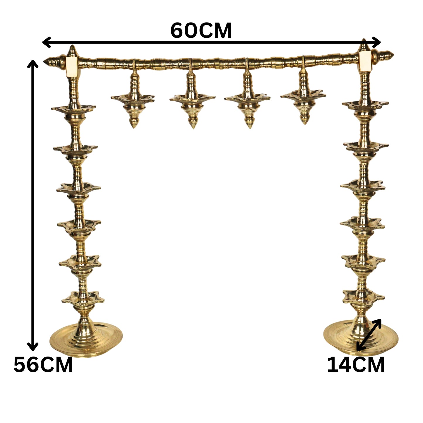 Brass Hanging Diya Set Traditional Deepam Toran Oil Lamp Decor Saravelakku-ArtyCraftz.com