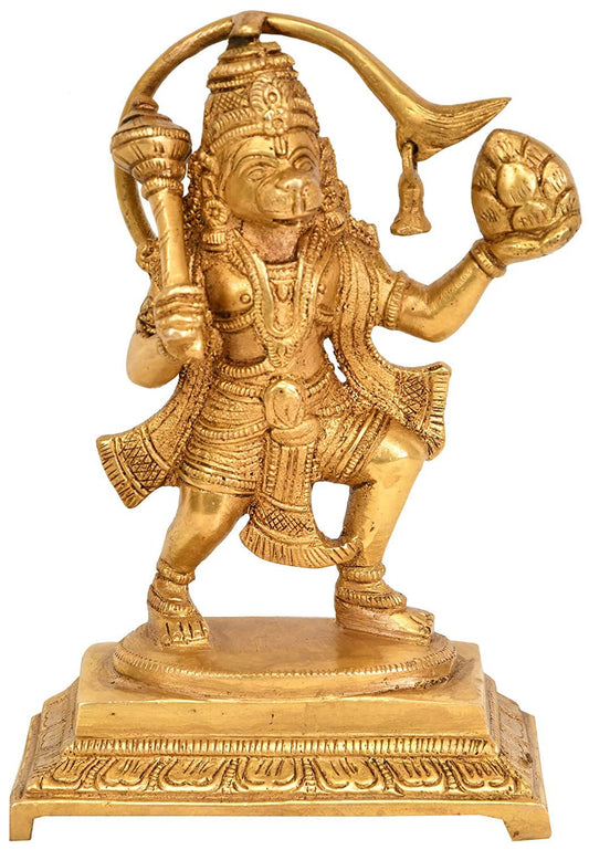 Brass Hanuman Sanjeevani Mountain, Height: 6.5" - ArtyCraftz.com