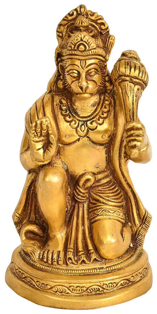 Brass Hanuman in Asirwad Mudra Statue, Height 6.3 Home Decor - ArtyCraftz.com