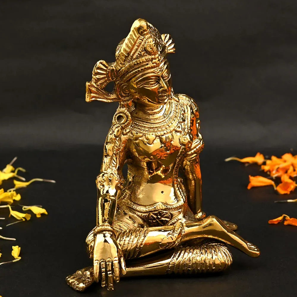 Brass Indra Dev Statue Face Side View