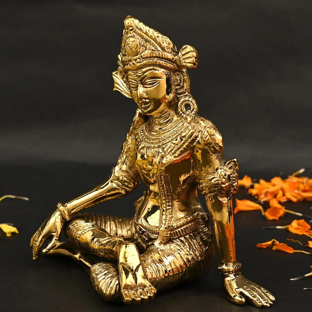 Brass Indra Dev Statue Face Side View