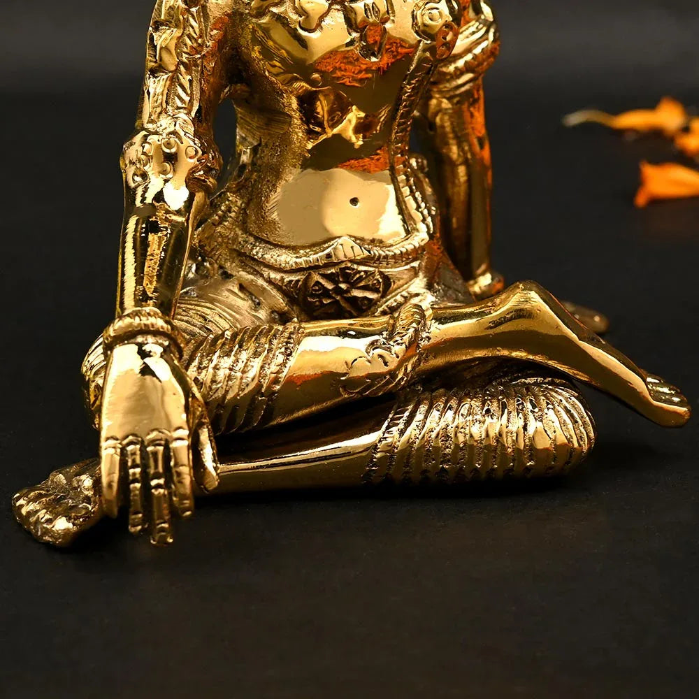 Brass Indra Dev Statue Sitting Table Decor