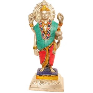 Brass Inlayed Work Dhanvantri Idol