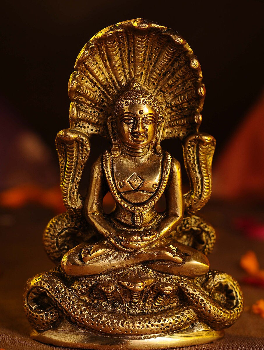Brass Jain Divine Parshwanath Ji Statue-ArtyCraftz.com