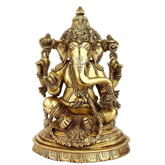 Brass Jewellery Design Ganesh Religious Idol, Golden, 10 Inches - ArtyCraftz.com