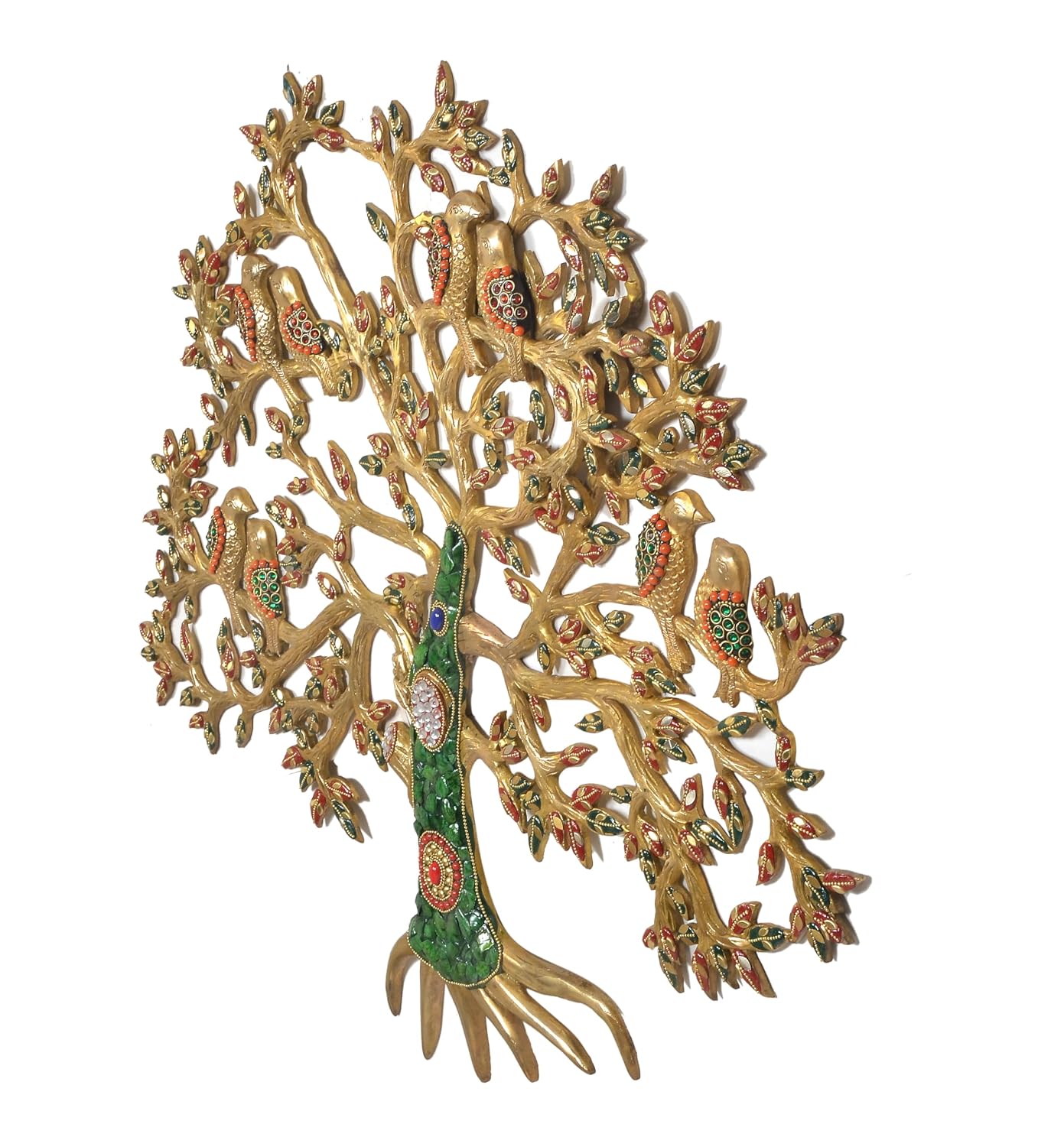 Brass Kalpavriksha Tree Wall Art with Birds-ArtyCraftz.com