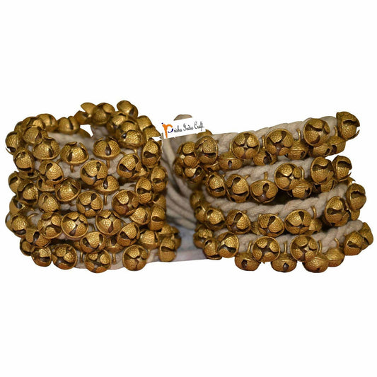Brass Kathak Ghungroo Pair, Big Dancing Bells Tied Cotton Cord - ArtyCraftz.com