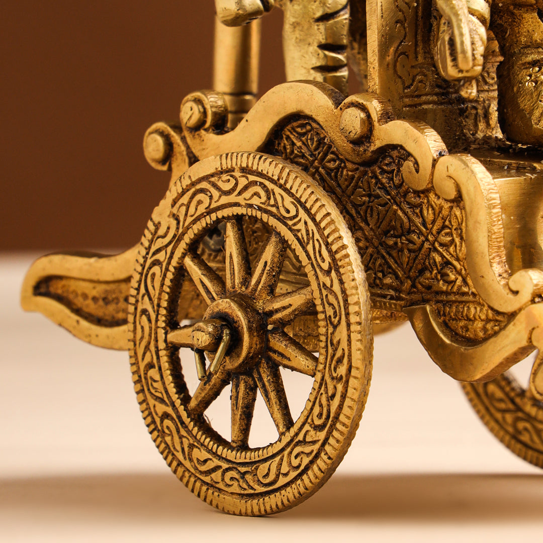 Brass Krishna Arjun Rath Idol Statue